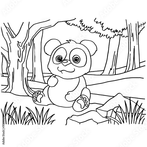 Fototapeta Naklejka Na Ścianę i Meble -  Giant panda coloring pages vector
