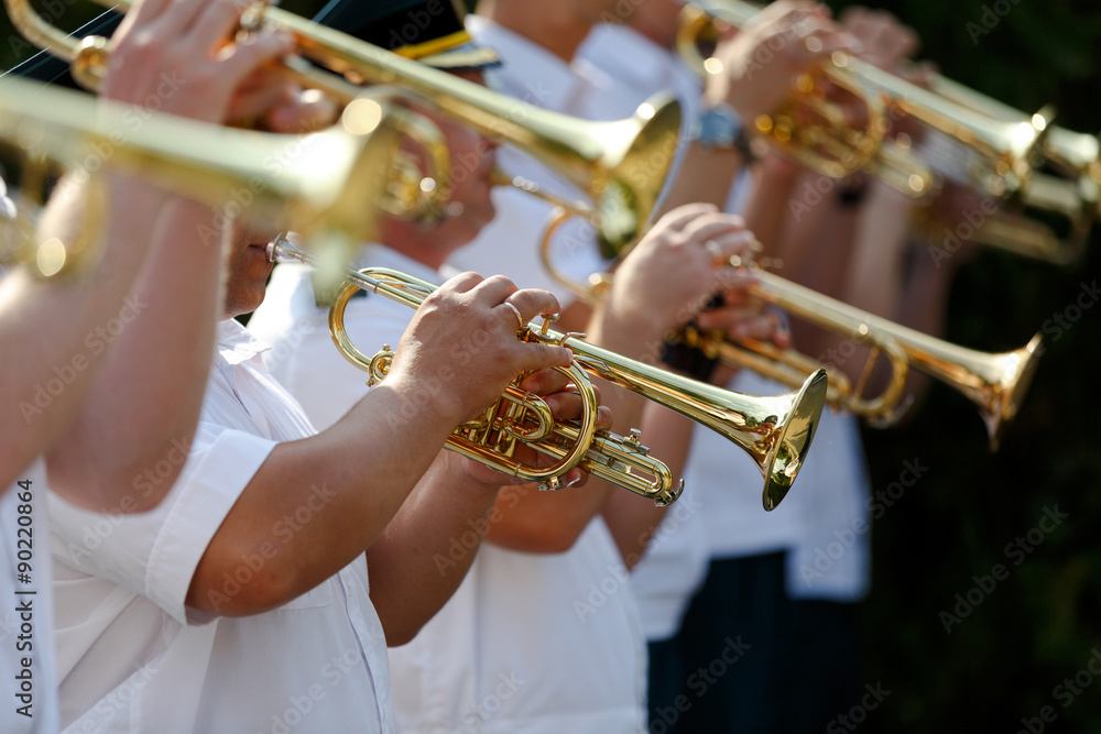 Obraz premium Pipes in the hands of musicians