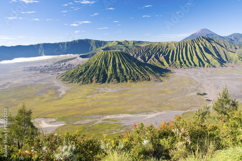 Bromo Tengger Semeru National Park in East Java, Indonesia - There are five volcanoes inside the Tengger Caldera : Mount Bromo, Mount Batok, Mount Kursi, Mount Watangan and Mount Widodaren  photo