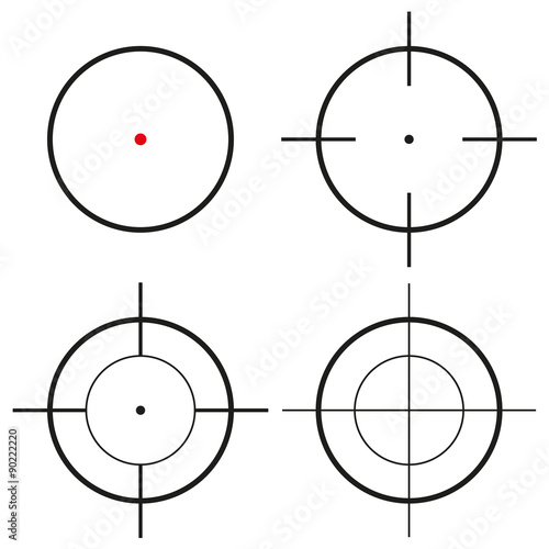 Collection of 4 isolated round crosshairs