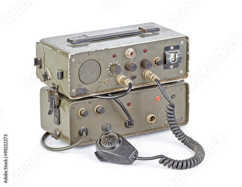 Foto dark green amateur ham radio on white background