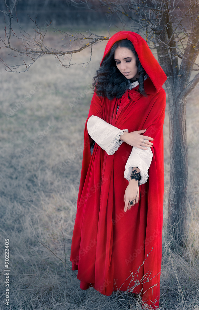 Red Hooded Woman Fairytale Portrait Red Hooded Woman Fairytale Portrait
