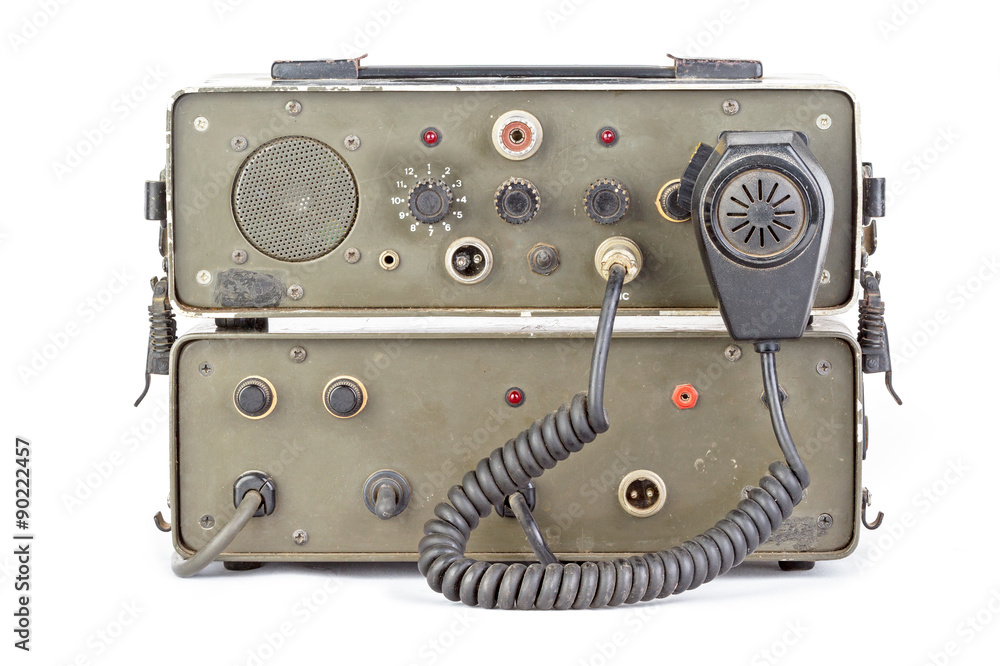 Fototapeta premium dark green amateur ham radio on white background