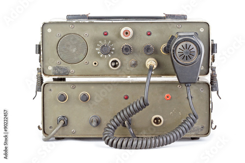 dark green amateur ham radio on white background photo