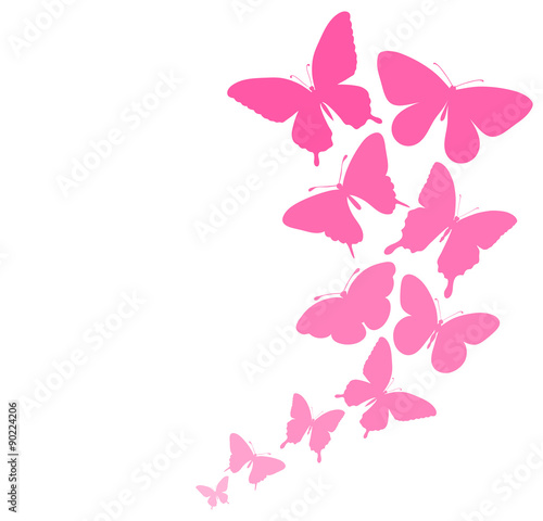 background with a border of butterflies flying.