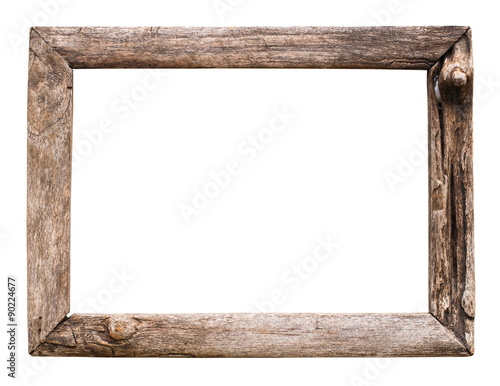 old wood picture frame isolate on white