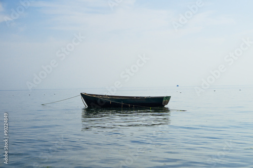 Boat at anchor in sea