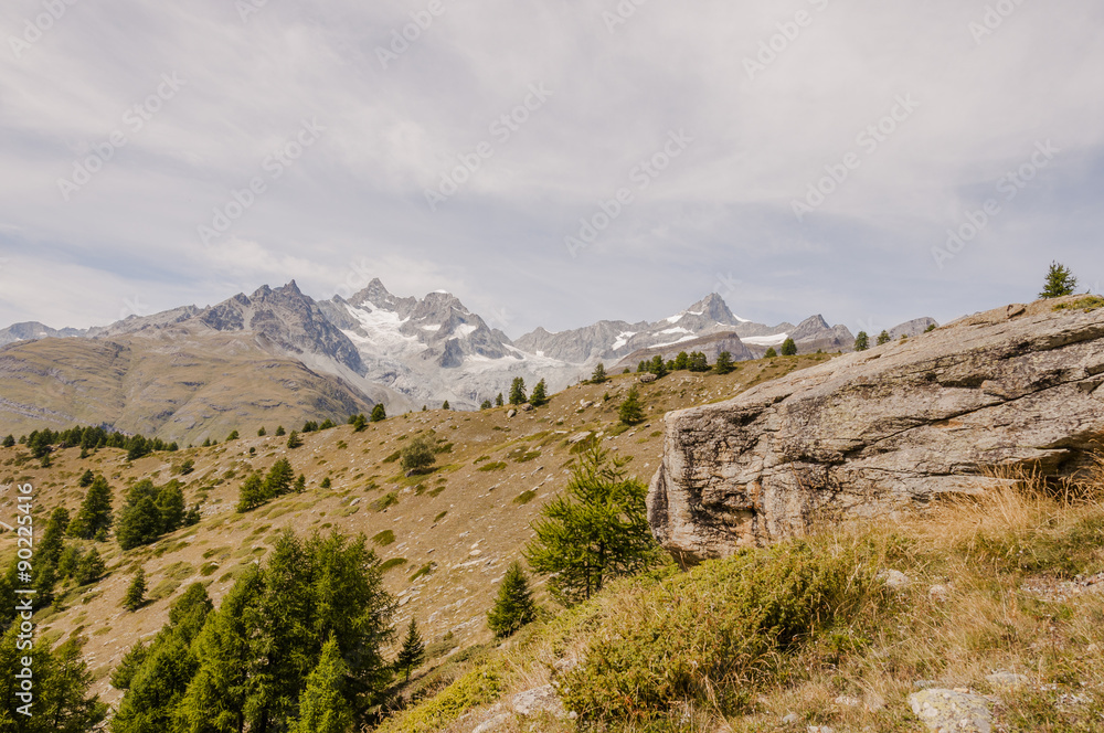 Zermatt, Dorf, Walliser Dorf, Schweizer Alpen, Alpen, Walliser Berge, Ober Gabelhorn, Wellenkuppe, Felswand, Wanderziel, Findeln, Sunnegga, Schweiz