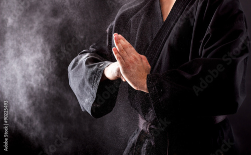 Photo Closeup of male karate fighter hands.