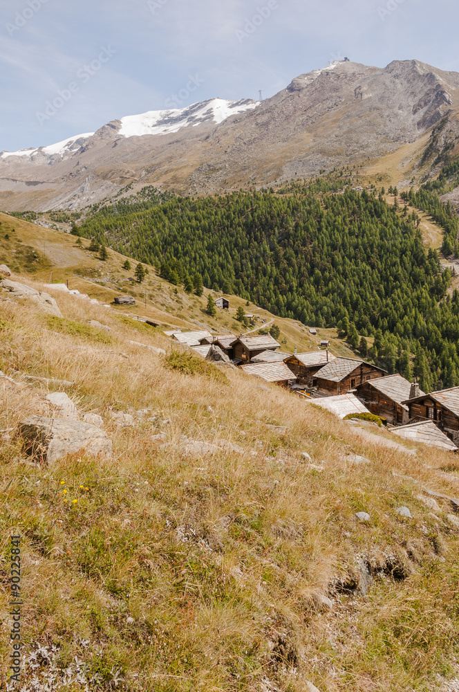 Zermatt, Dorf, Bergdorf, Findeln, Schlucht, Findelschlucht, Gletscher, Alpen, Schweizer Berge,  Baumgrenze, Weiler, Sommer, Wallis, Schweiz