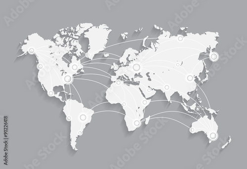 Vector world map connection network