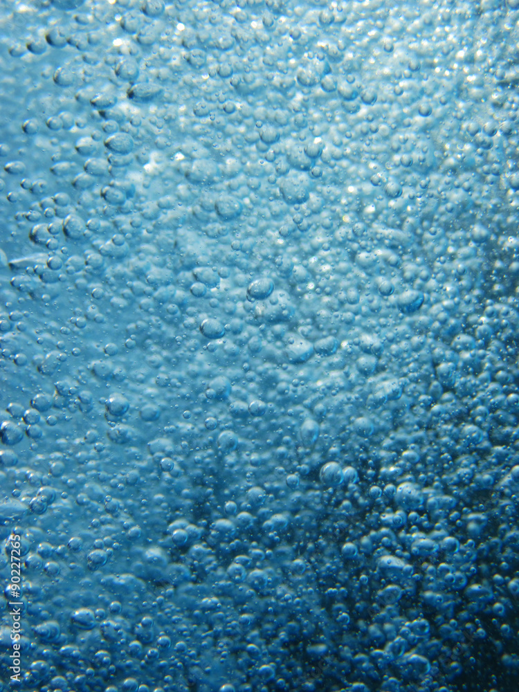 blue water with oxygen bubbles texture