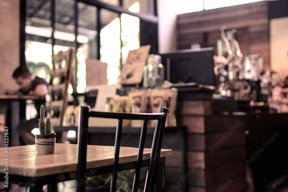 Abstract blurred image bar and counter in coffee shop Abstract blurred image bar and counter in coffee shop