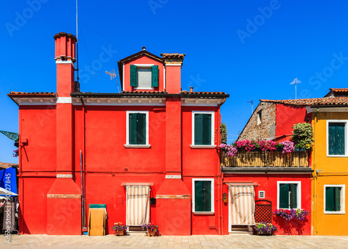 Colourful houses and building on island Burano, Venice, Italy.