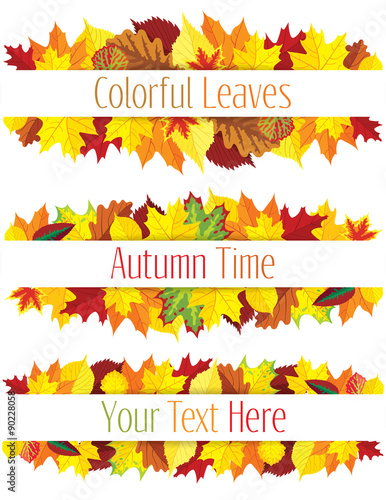 Colorful autumn leaves border