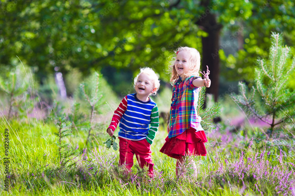 Kids playing in autumn park