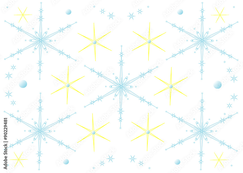 Winter background for christmas season with yellow stars, vector. Winter background for christmas season with yellow stars, vector.