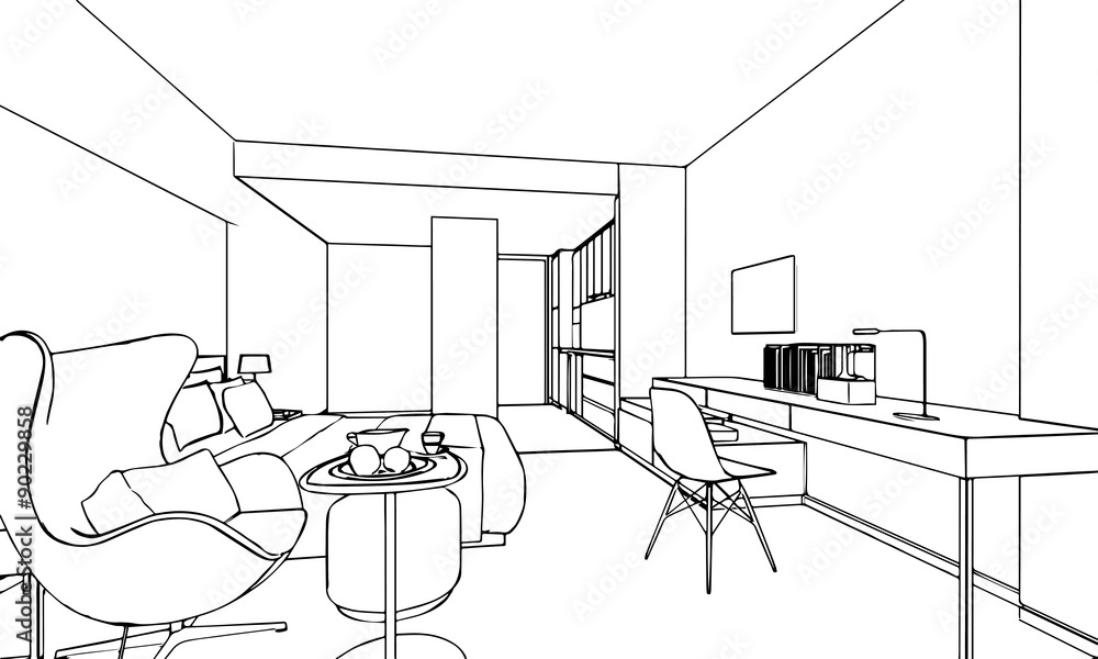 outline sketch of a interior outline sketch of a interior