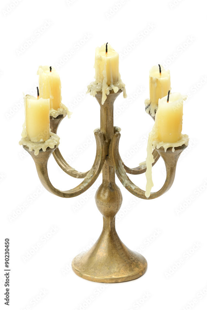Fototapeta premium Bronze candelabrum isolated on white
