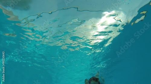 Swimming under the water.