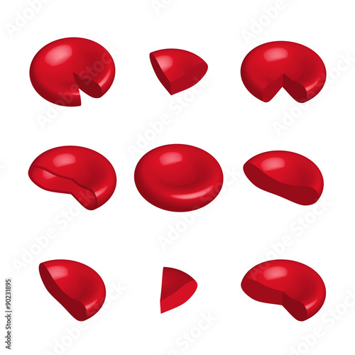 Red blood cells, isolated illustration, vector