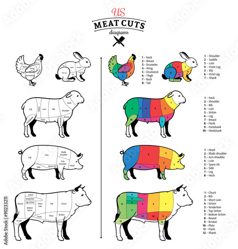 American (US) Meat Cuts Diagrams