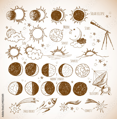  Set of astronomy sketches.