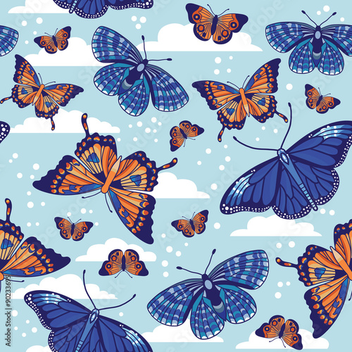 Vector seamless pattern with butterflies