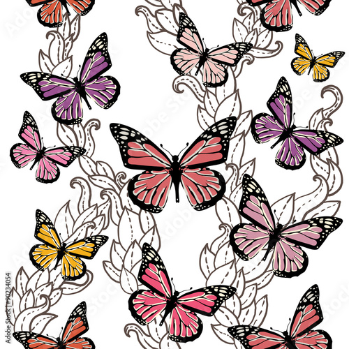 Vector seamless pattern with butterflies