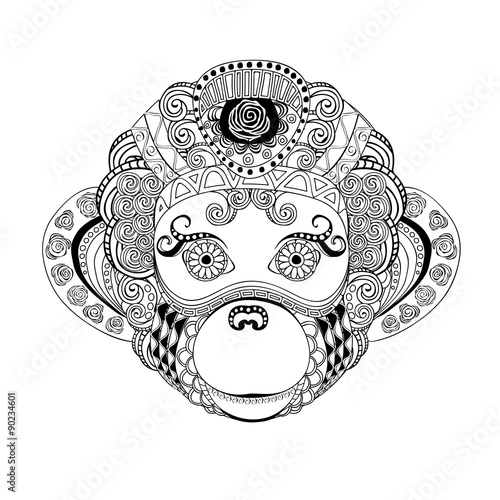 stock vector monkey head doodle silhouette