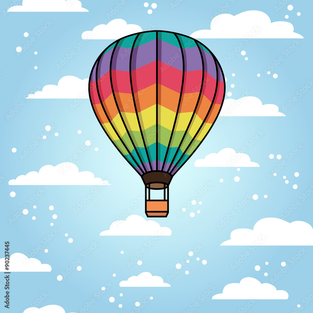 Vector background with air balloon and clouds Vector background with air balloon and clouds