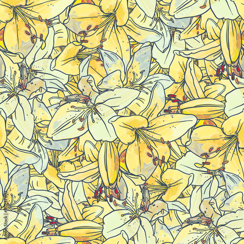 Seamless pattern with lilies