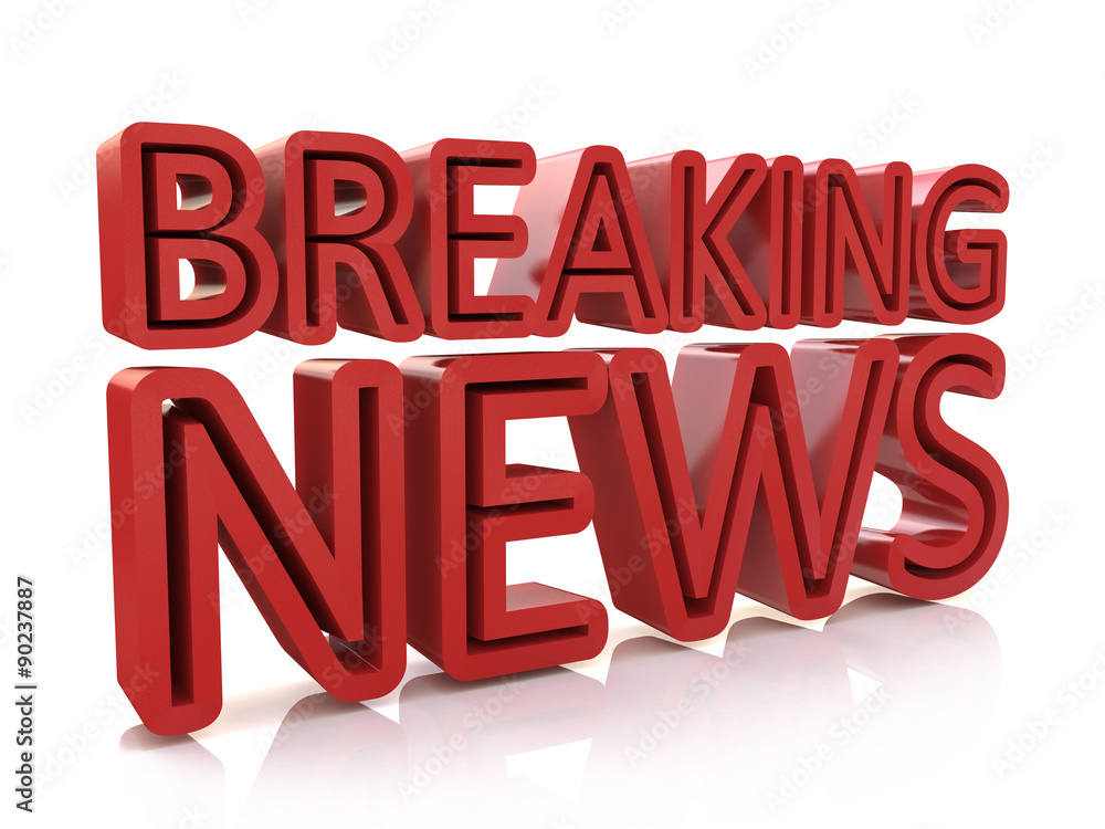 Breaking news 3D text on white background Breaking news 3D text on white background