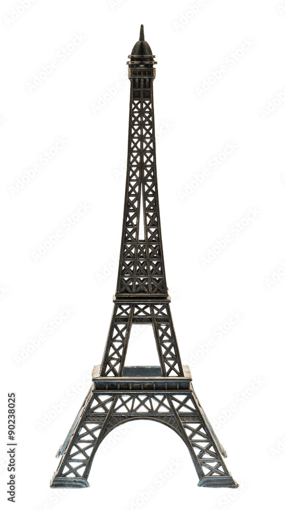 Keychain souvenir from metal Eiffel Tower Paris isolated on white