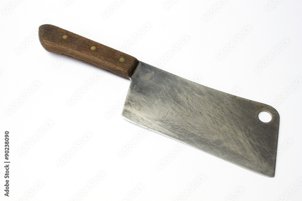 Old chopping knife isolated on white background Old chopping knife isolated on white background