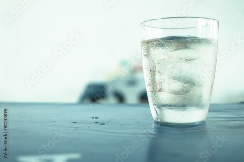 Glass of wisky, soda and ice