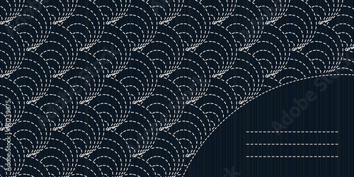 Decorative sashiko frame with copy space for text.