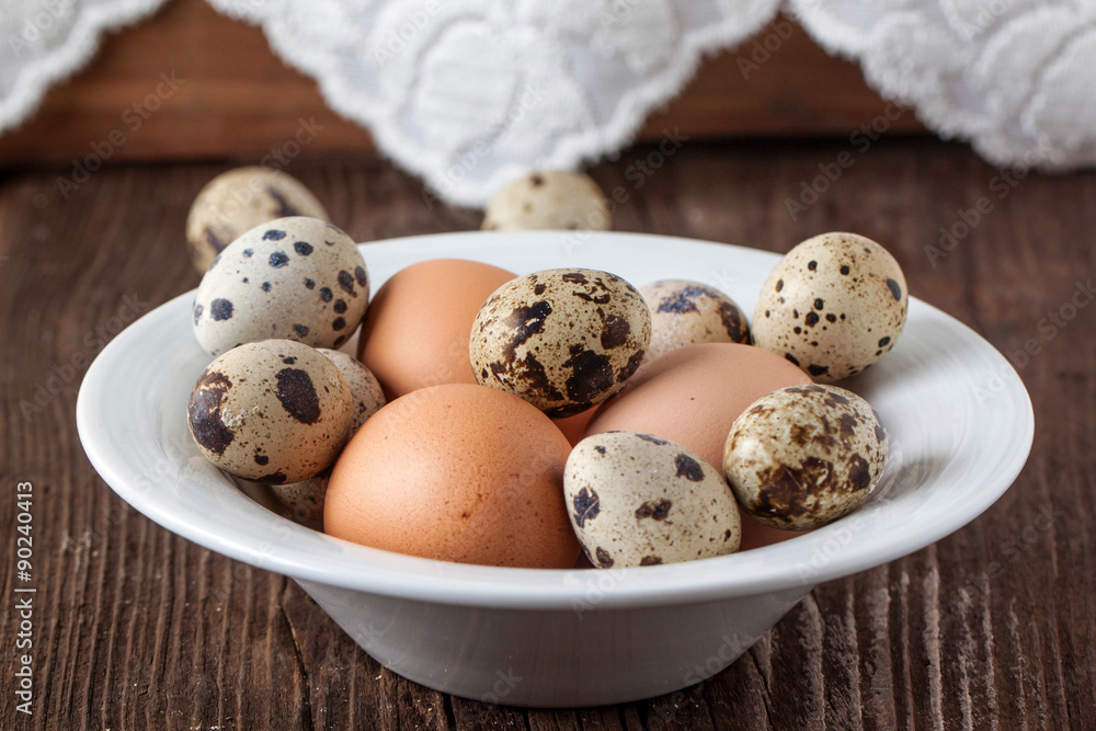Quail and chicken eggs Quail and chicken eggs