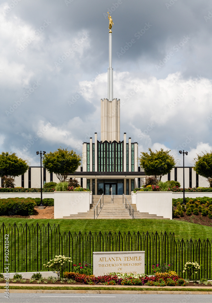 Obraz premium Mormon Church Under Cloudy Skies