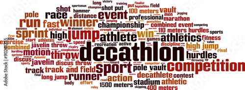 Decathlon word cloud concept. Vector illustration photo