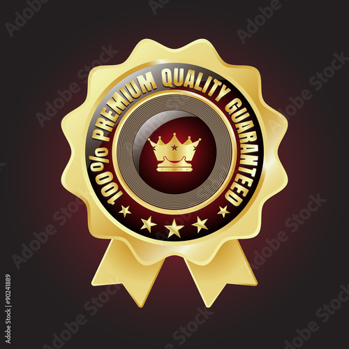 Golden Premium Quality Badge with stars and rope design