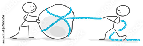 stickman teamwork stone
