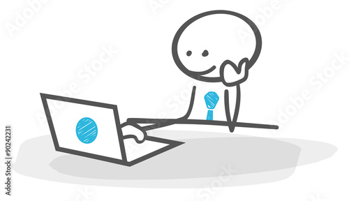 stickman table laptop internet