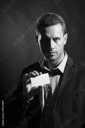 Attractive man with card
