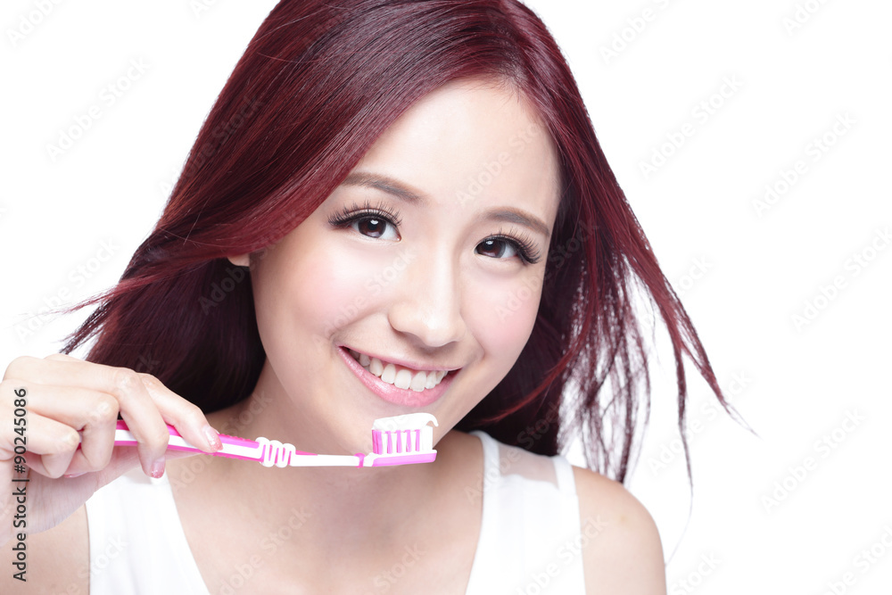 Smile woman brush teeth Smile woman brush teeth