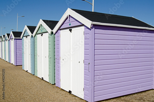 Pastel coloured beach huts