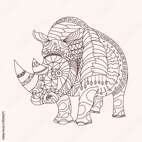 Wallpaper Mural Patterned rhino zentangle style. EPS 10 vector illustration Torontodigital.ca