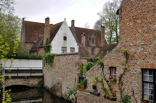 The old traditional brick houses in Brugge - a small Belgian town