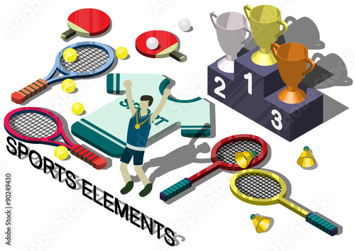 illustration of info graphic sports equipment concept in isometric graphic
