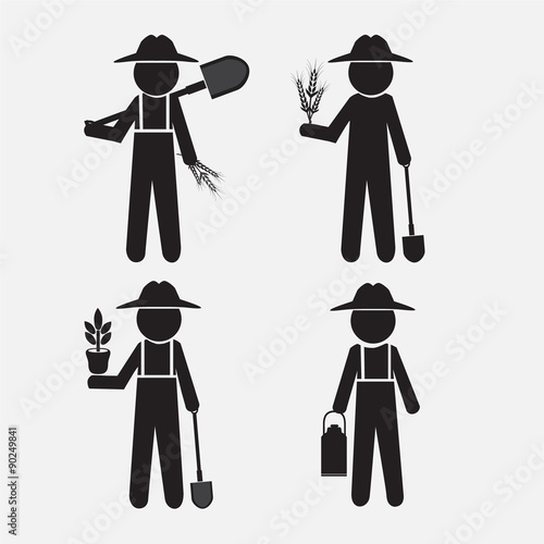 Farmer man and tool illustration